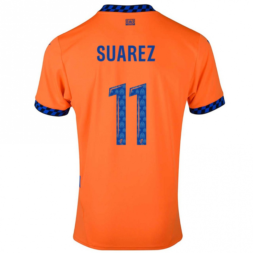 Kids Football Luis Suarez #11 Orange Dark Blue Third Jersey 2024/25 T-Shirt Nz