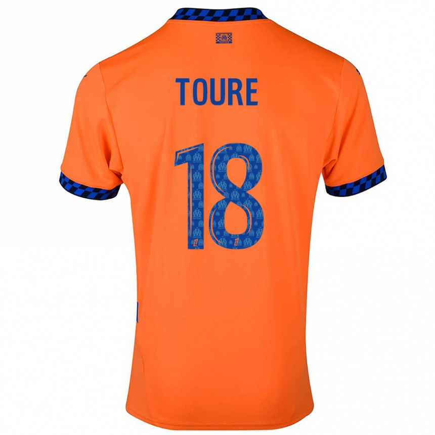 Kids Football Isaak Toure #18 Orange Dark Blue Third Jersey 2024/25 T-Shirt Nz