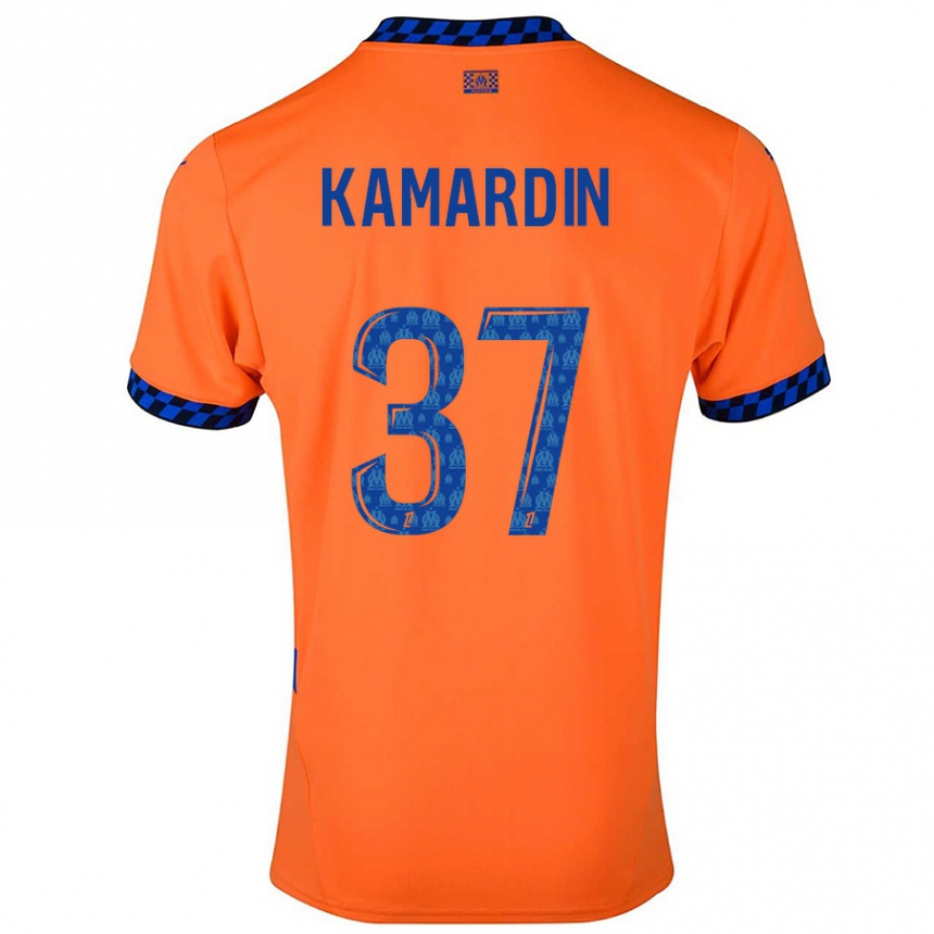 Kids Football Aaron Kamardin #37 Orange Dark Blue Third Jersey 2024/25 T-Shirt Nz