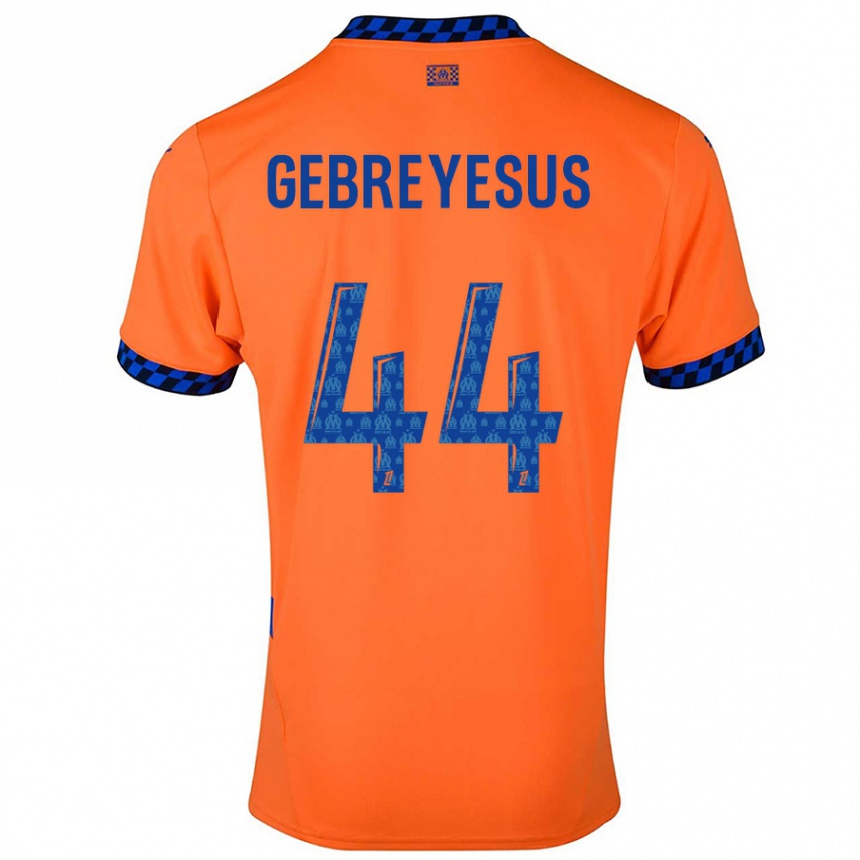 Kids Football Esey Gebreyesus #44 Orange Dark Blue Third Jersey 2024/25 T-Shirt Nz