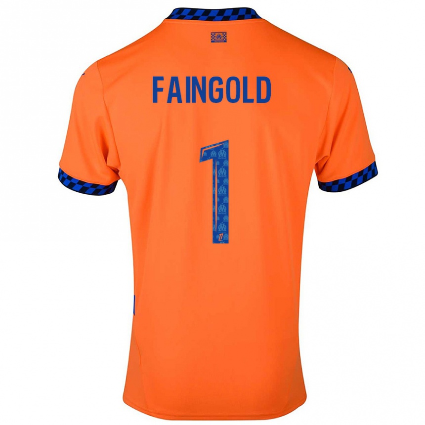 Kids Football Abbie Faingold #1 Orange Dark Blue Third Jersey 2024/25 T-Shirt Nz