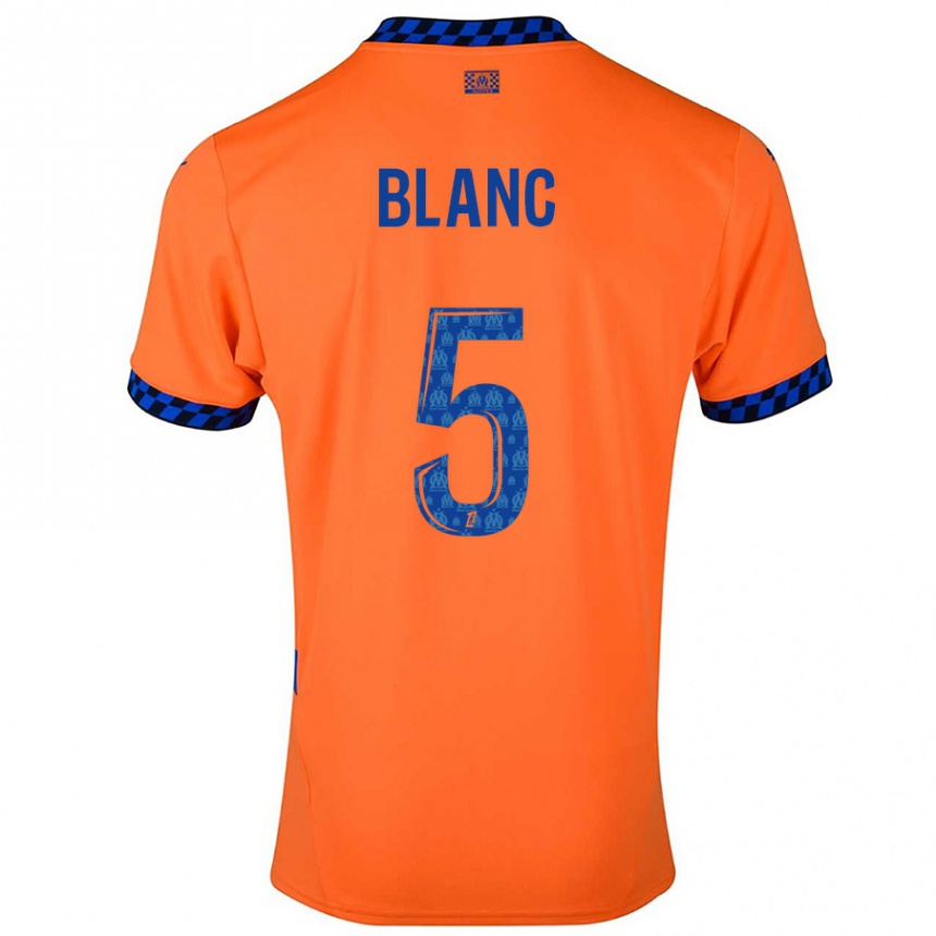 Kids Football Amandine Blanc #5 Orange Dark Blue Third Jersey 2024/25 T-Shirt Nz