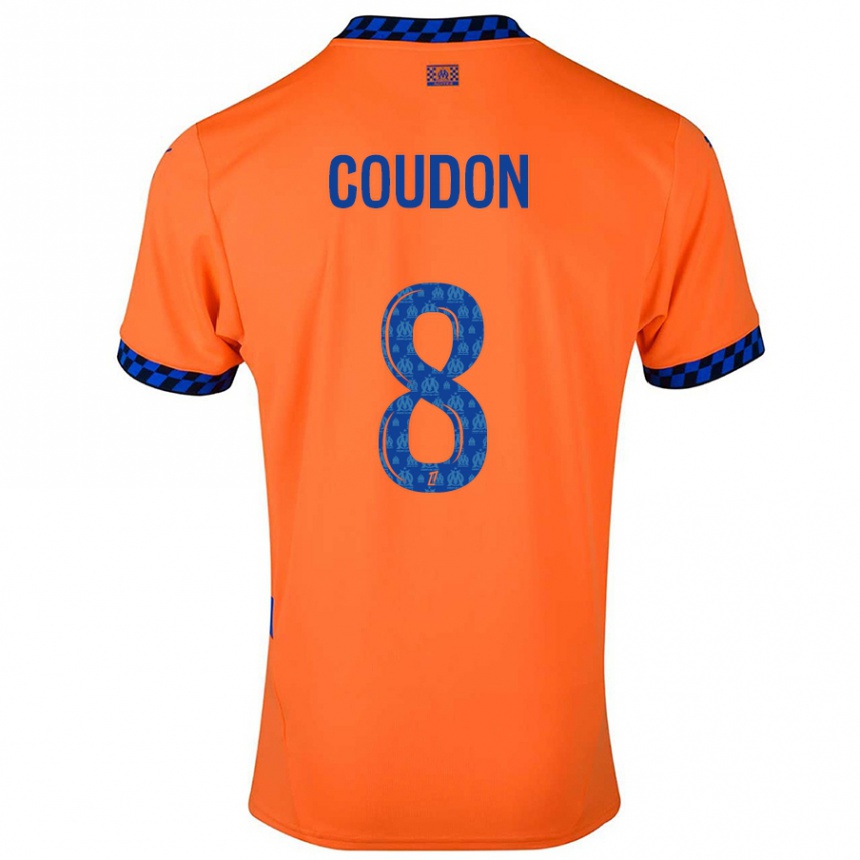 Kids Football Marine Coudon #8 Orange Dark Blue Third Jersey 2024/25 T-Shirt Nz