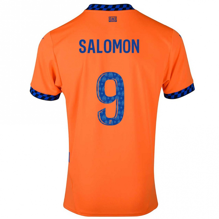 Kids Football Maeva Salomon #9 Orange Dark Blue Third Jersey 2024/25 T-Shirt Nz