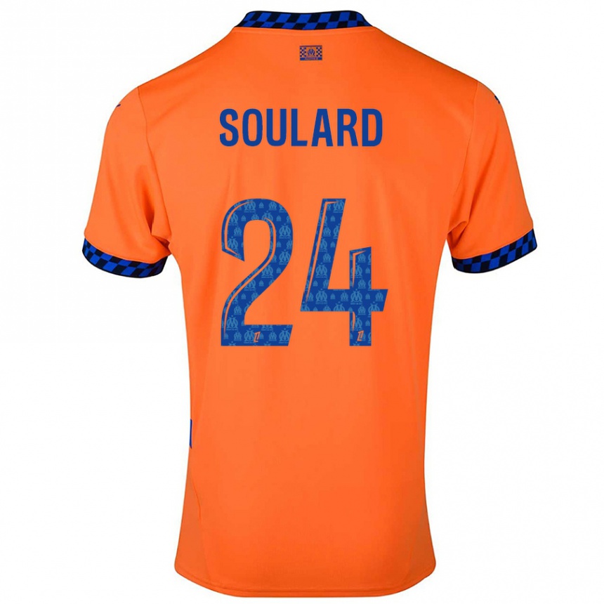 Kids Football Amandine Soulard #24 Orange Dark Blue Third Jersey 2024/25 T-Shirt Nz