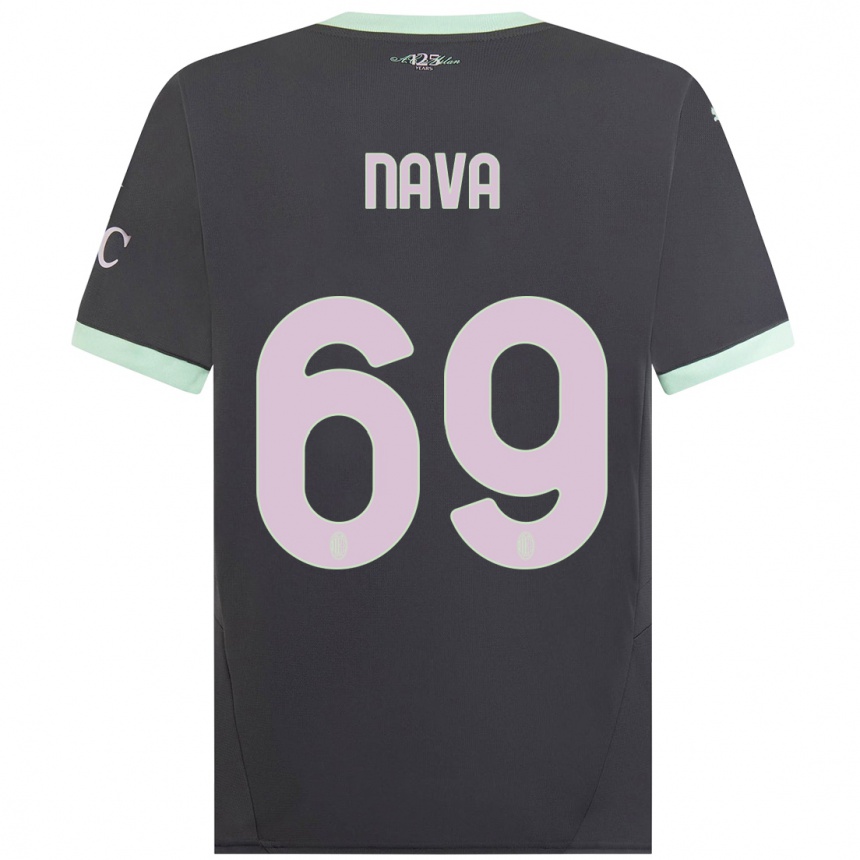 Kids Football Lapo Nava #69 Grey Third Jersey 2024/25 T-Shirt Nz