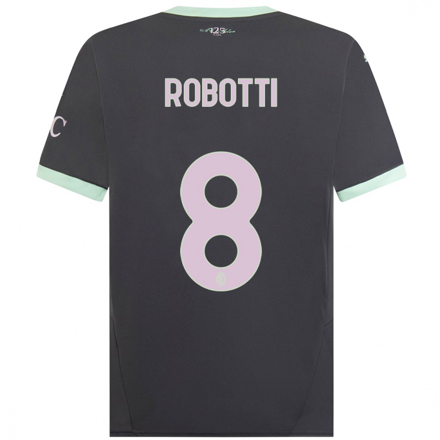 Kids Football Giovanni Robotti #8 Grey Third Jersey 2024/25 T-Shirt Nz