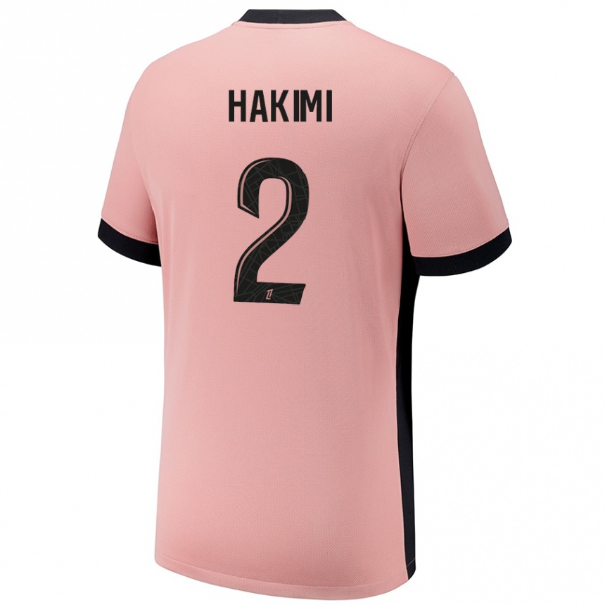 Kids Football Achraf Hakimi #2 Rust Pink Third Jersey 2024/25 T-Shirt Nz