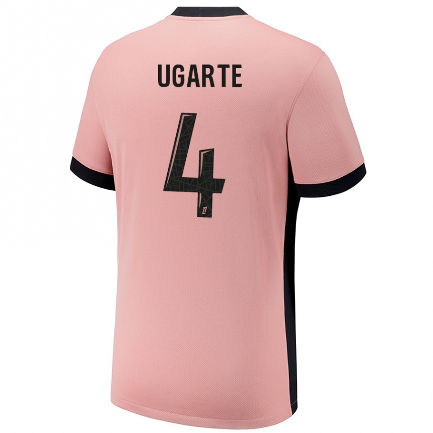 Kids Football Manuel Ugarte #4 Rust Pink Third Jersey 2024/25 T-Shirt Nz