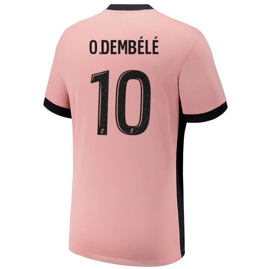 Kids Football Ousmane Dembele #10 Rust Pink Third Jersey 2024/25 T-Shirt Nz