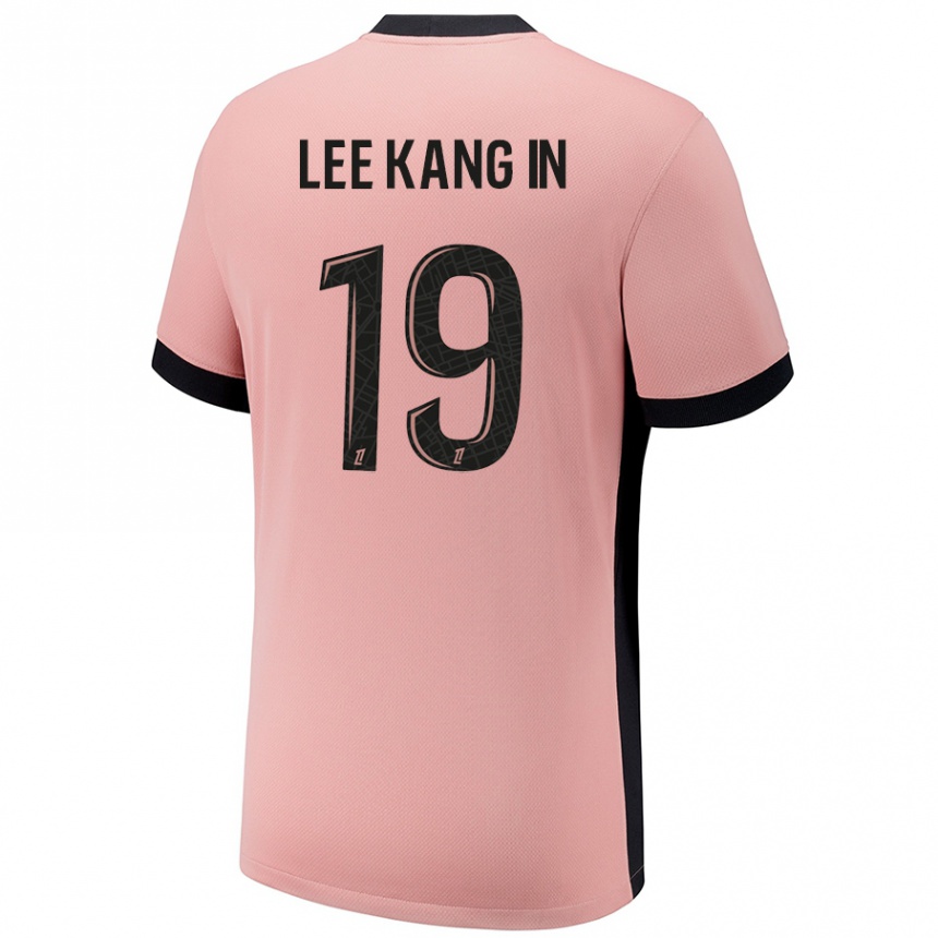 Kids Football Kang-In Lee #19 Rust Pink Third Jersey 2024/25 T-Shirt Nz