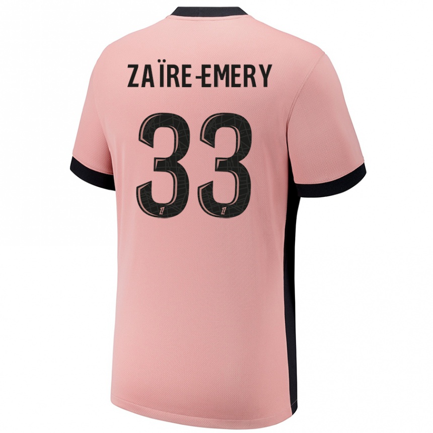 Kids Football Warren Zaire Emery #33 Rust Pink Third Jersey 2024/25 T-Shirt Nz