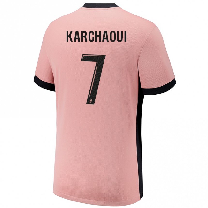 Kids Football Sakina Karchaoui #7 Rust Pink Third Jersey 2024/25 T-Shirt Nz