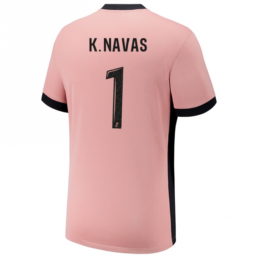 Kids Football Keylor Navas #1 Rust Pink Third Jersey 2024/25 T-Shirt Nz