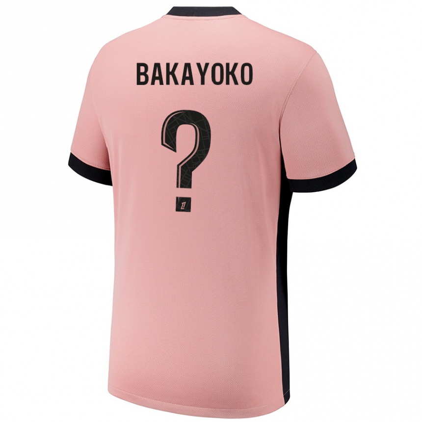 Kids Football Ibrahim Bakayoko #0 Rust Pink Third Jersey 2024/25 T-Shirt Nz