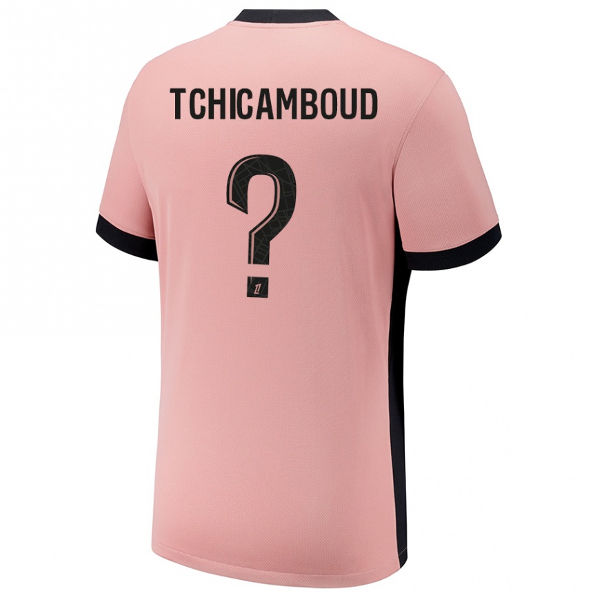 Kids Football Queyrell Tchicamboud #0 Rust Pink Third Jersey 2024/25 T-Shirt Nz