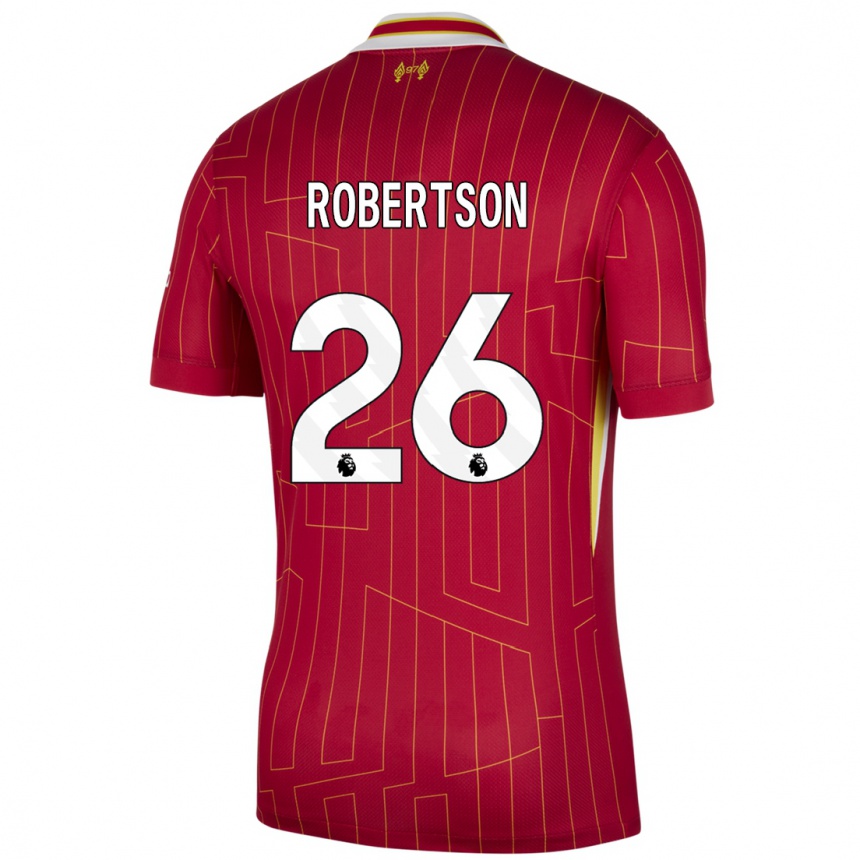 Men Football Andrew Robertson #26 Red Yellow White Home Jersey 2024/25 T-Shirt Nz