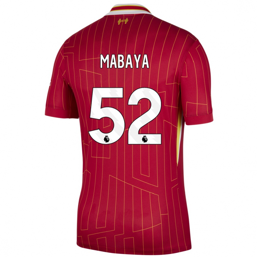 Men Football Isaac Mabaya #52 Red Yellow White Home Jersey 2024/25 T-Shirt Nz