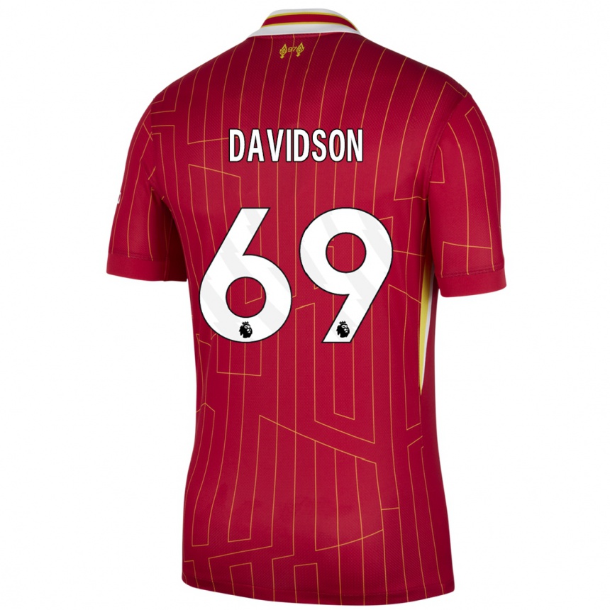 Men Football Josh Davidson #69 Red Yellow White Home Jersey 2024/25 T-Shirt Nz