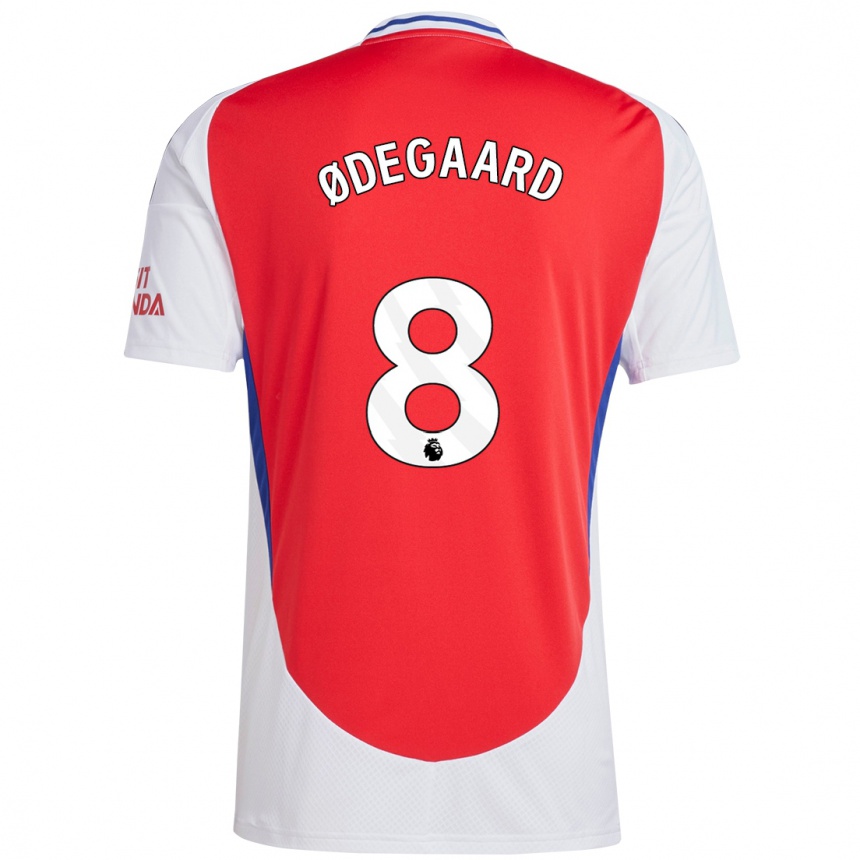 Men Football Martin Odegaard #8 Red White Home Jersey 2024/25 T-Shirt Nz