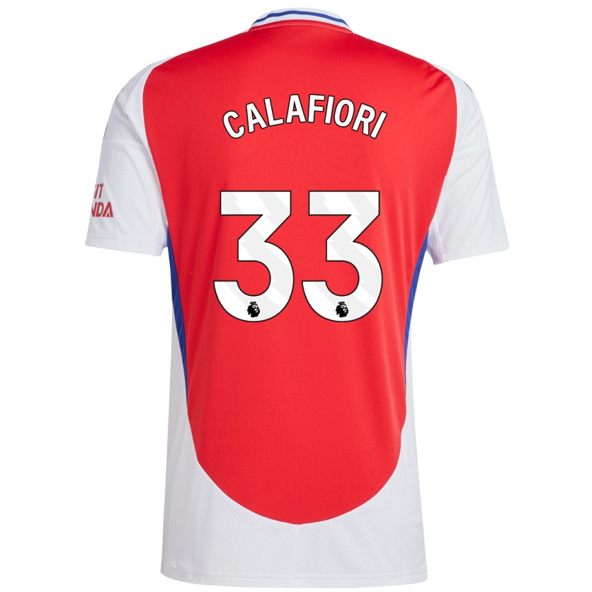 Men Football Riccardo Calafiori #33 Red White Home Jersey 2024/25 T-Shirt Nz