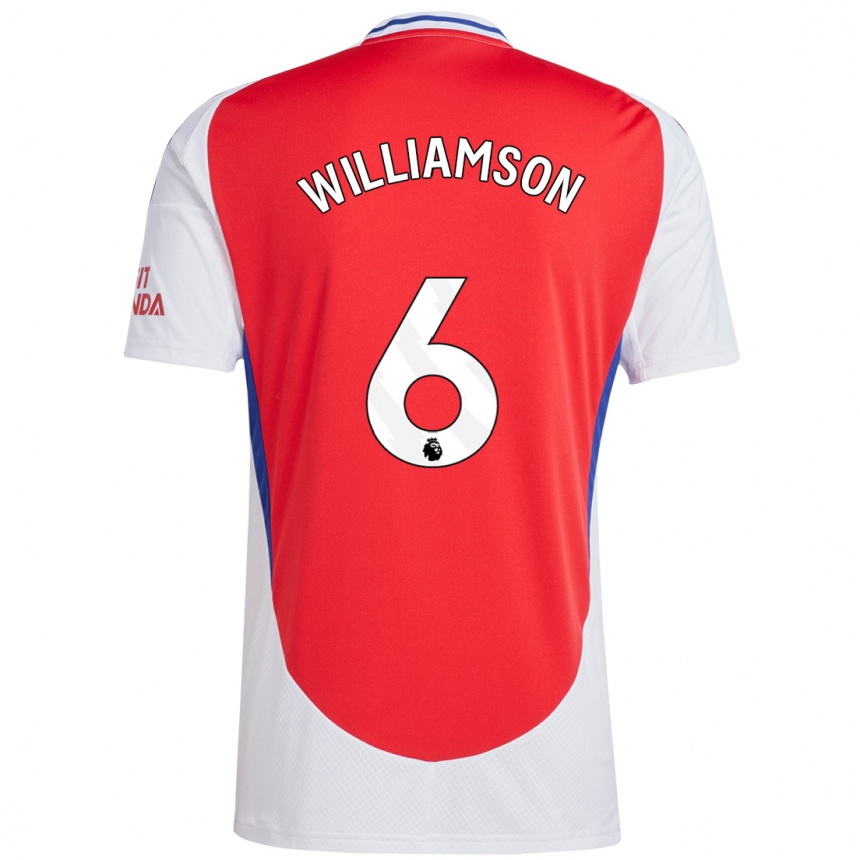 Men Football Leah Williamson #6 Red White Home Jersey 2024/25 T-Shirt Nz