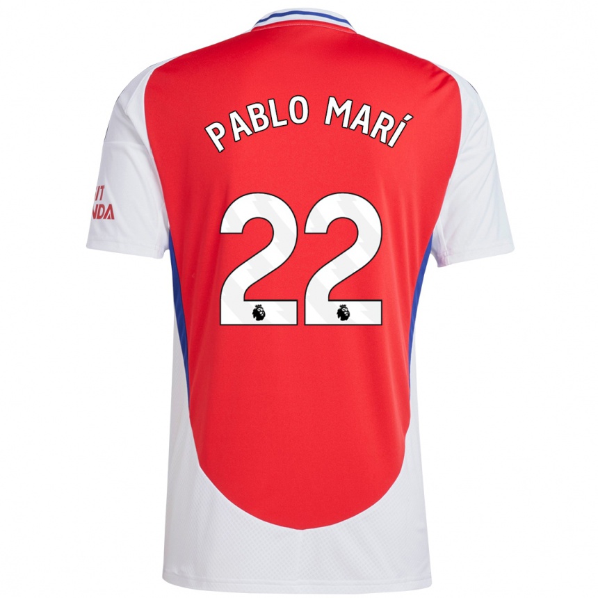 Men Football Pablo Mari #22 Red White Home Jersey 2024/25 T-Shirt Nz