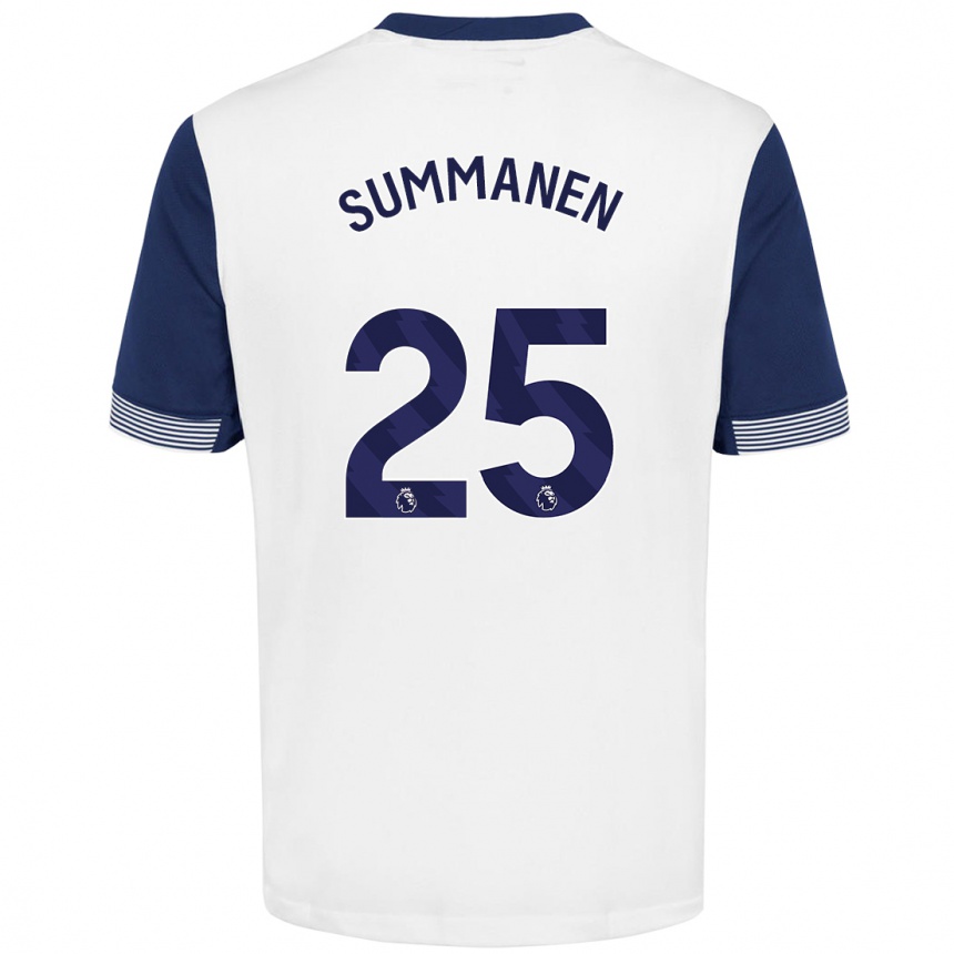 Men Football Eveliina Summanen #25 White Blue Home Jersey 2024/25 T-Shirt Nz