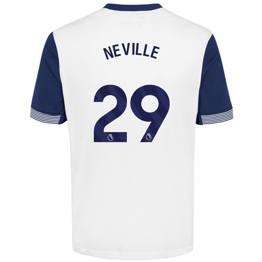 Men Football Ashleigh Neville #29 White Blue Home Jersey 2024/25 T-Shirt Nz