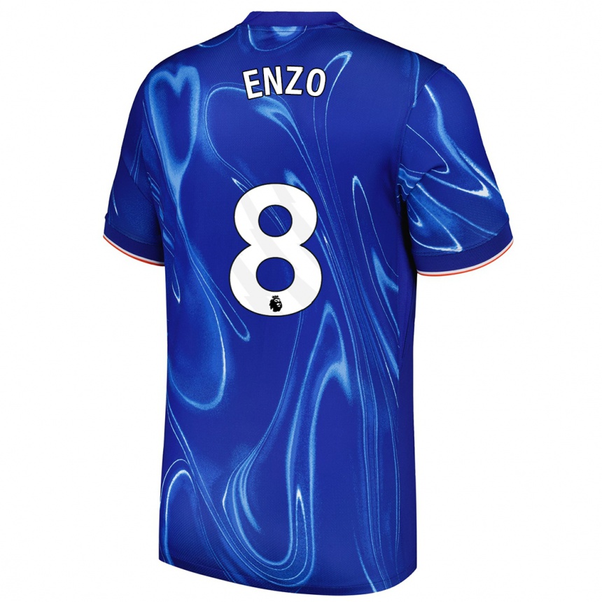 Men Football Enzo Fernandez #8 Blue White Home Jersey 2024/25 T-Shirt Nz