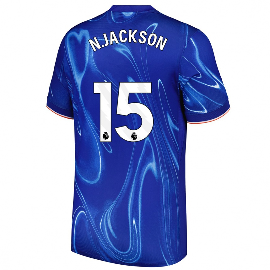 Men Football Nicolas Jackson #15 Blue White Home Jersey 2024/25 T-Shirt Nz