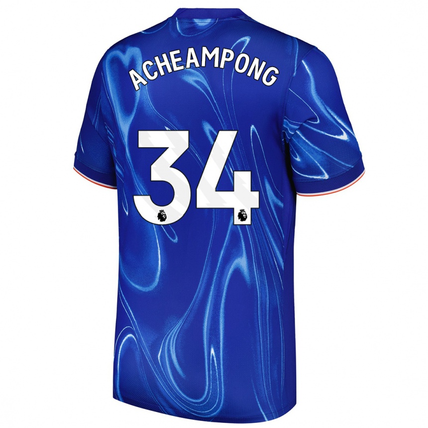 Men Football Josh Acheampong #34 Blue White Home Jersey 2024/25 T-Shirt Nz