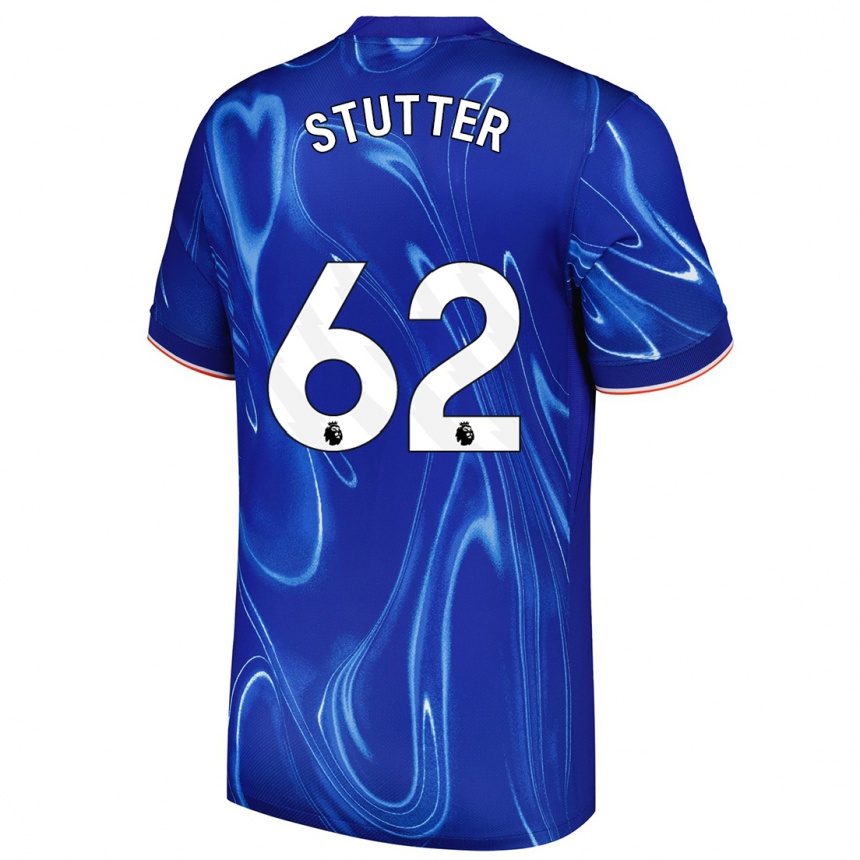 Men Football Ronnie Stutter #62 Blue White Home Jersey 2024/25 T-Shirt Nz