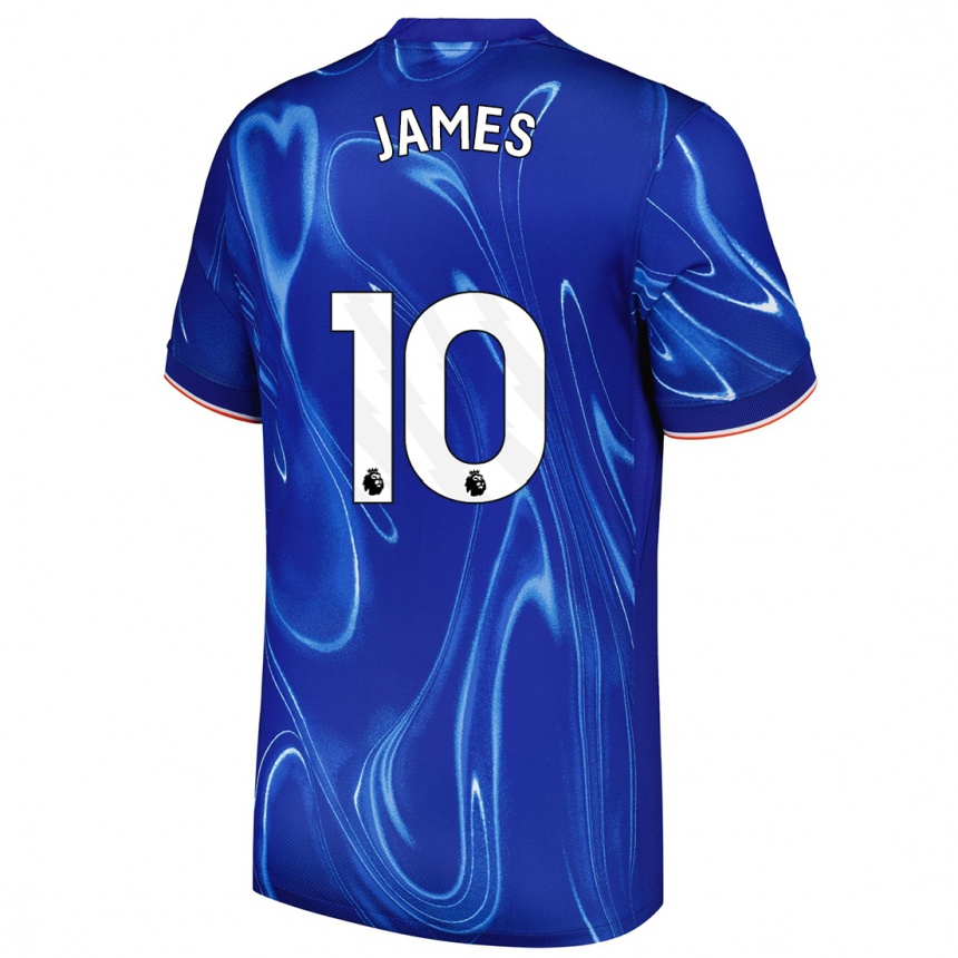 Men Football Lauren James #10 Blue White Home Jersey 2024/25 T-Shirt Nz