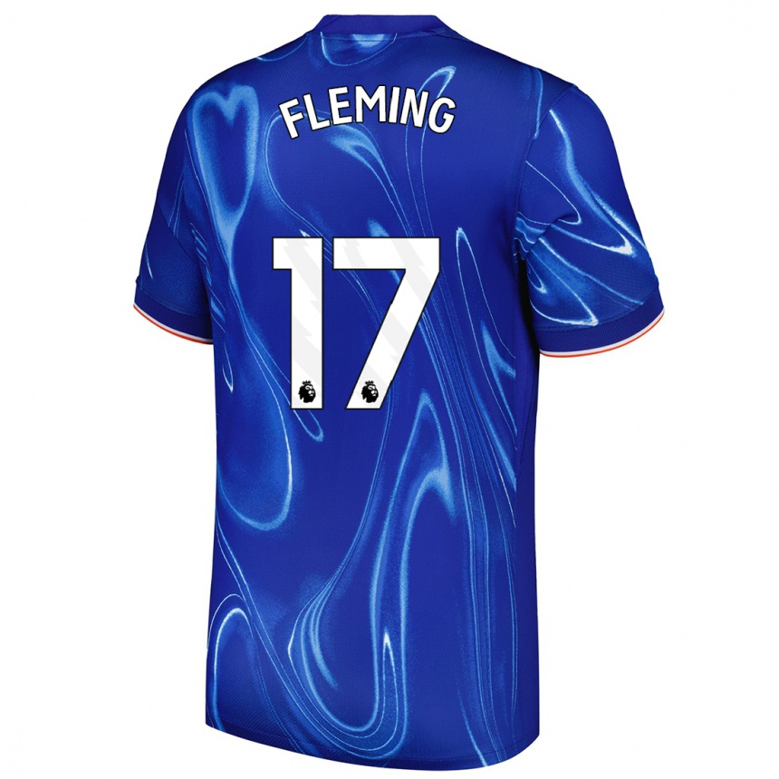 Men Football Jessie Fleming #17 Blue White Home Jersey 2024/25 T-Shirt Nz