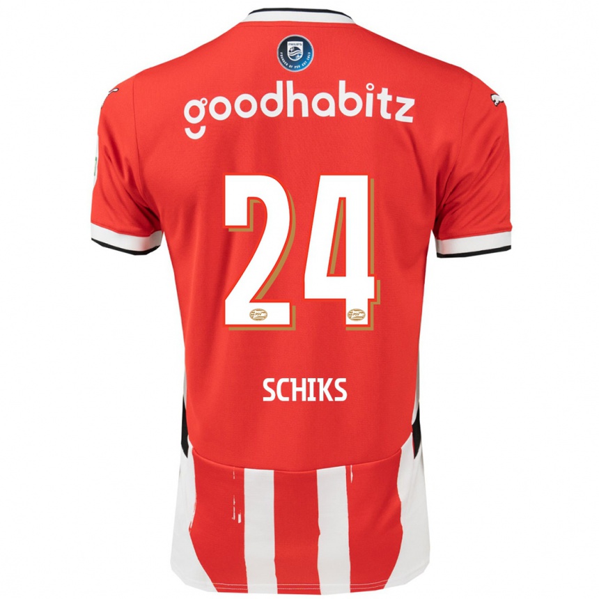 Men Football Niek Schiks #24 Red White Home Jersey 2024/25 T-Shirt Nz