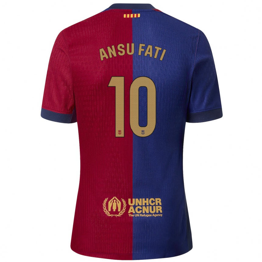 Men Football Ansu Fati #10 Blue Red Home Jersey 2024/25 T-Shirt Nz