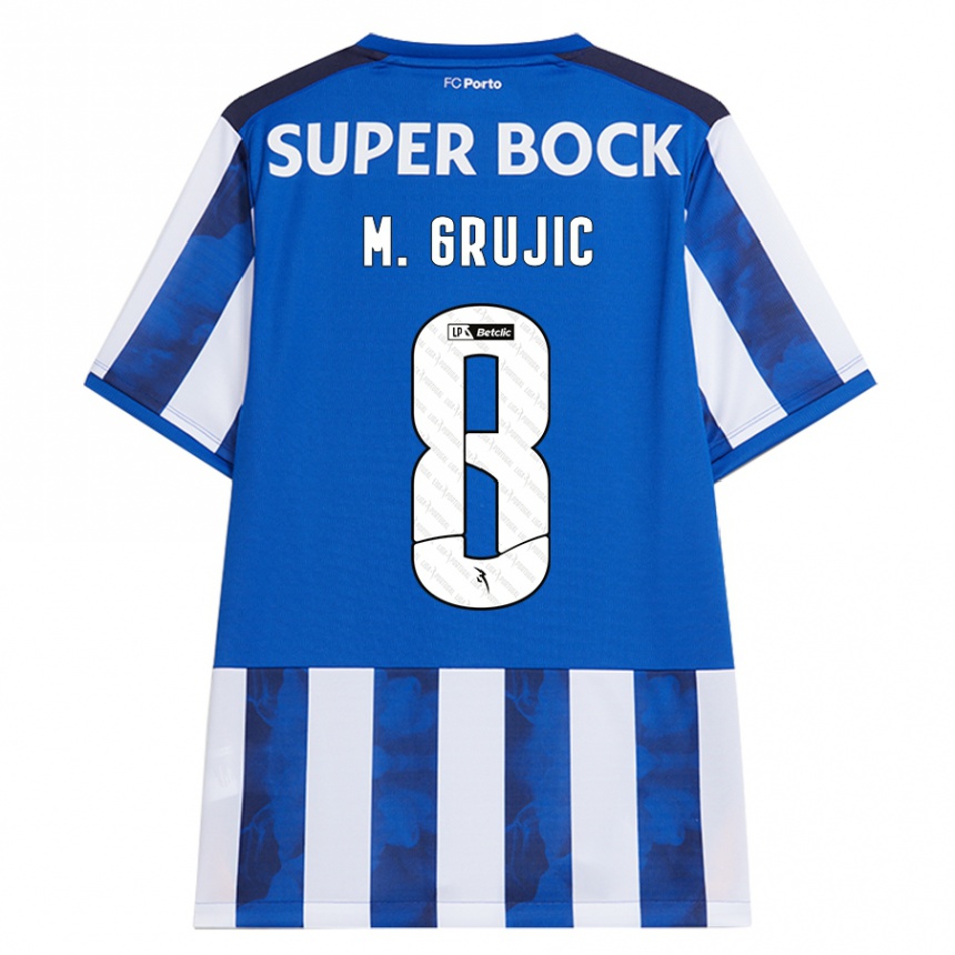 Men Football Marko Grujic #8 Blue White Home Jersey 2024/25 T-Shirt Nz