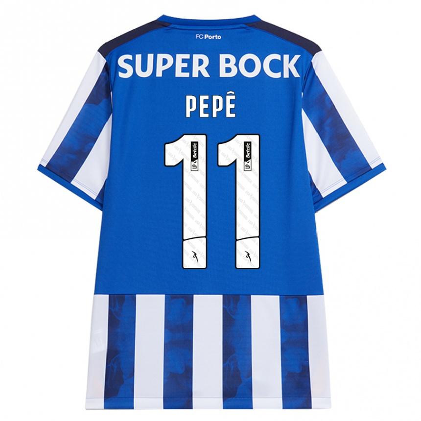 Men Football Pepe #11 Blue White Home Jersey 2024/25 T-Shirt Nz