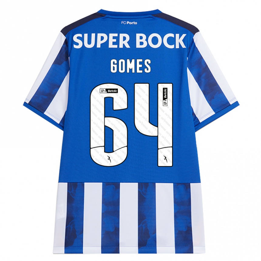 Men Football Luís Gomes #64 Blue White Home Jersey 2024/25 T-Shirt Nz