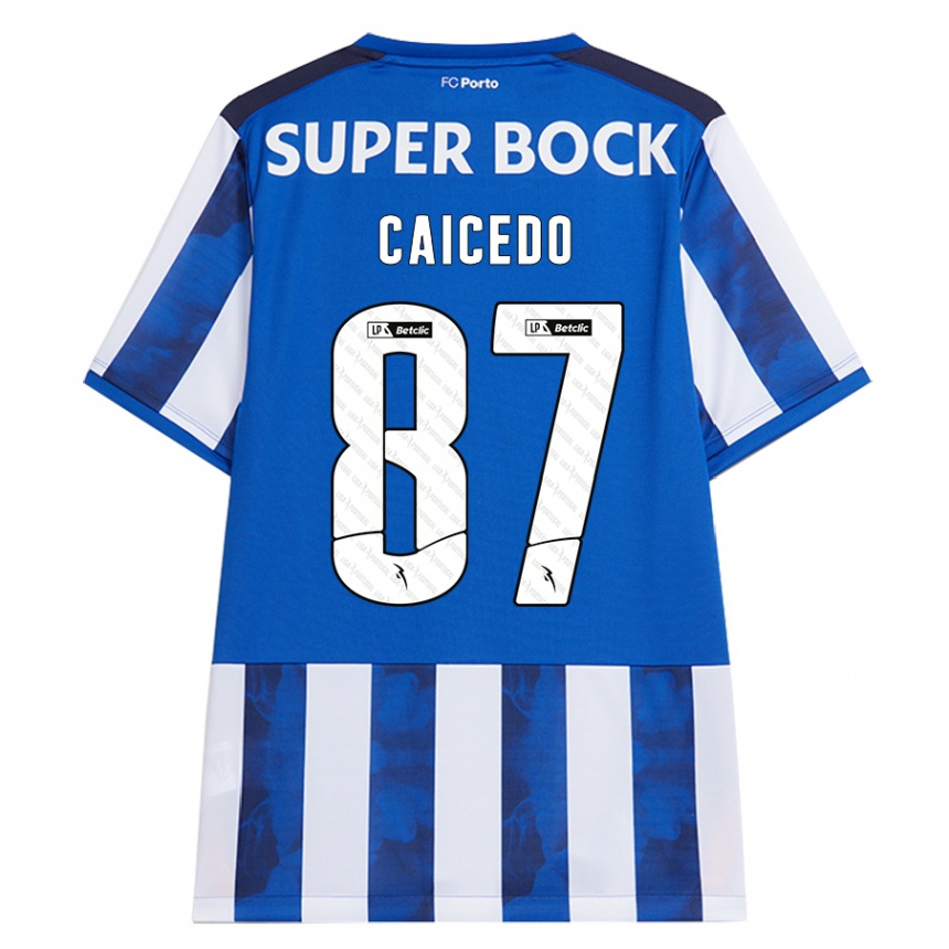 Men Football Brayan Caicedo #87 Blue White Home Jersey 2024/25 T-Shirt Nz