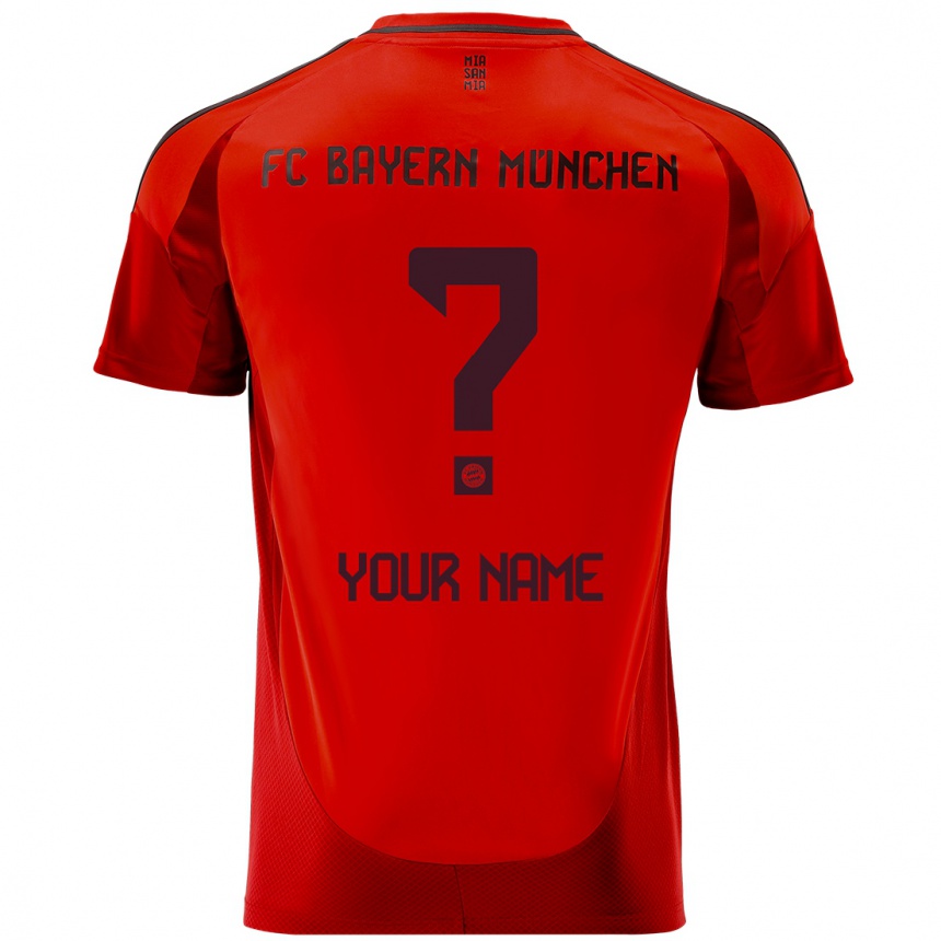 Men Football Your Name #0 Red Home Jersey 2024/25 T-Shirt Nz