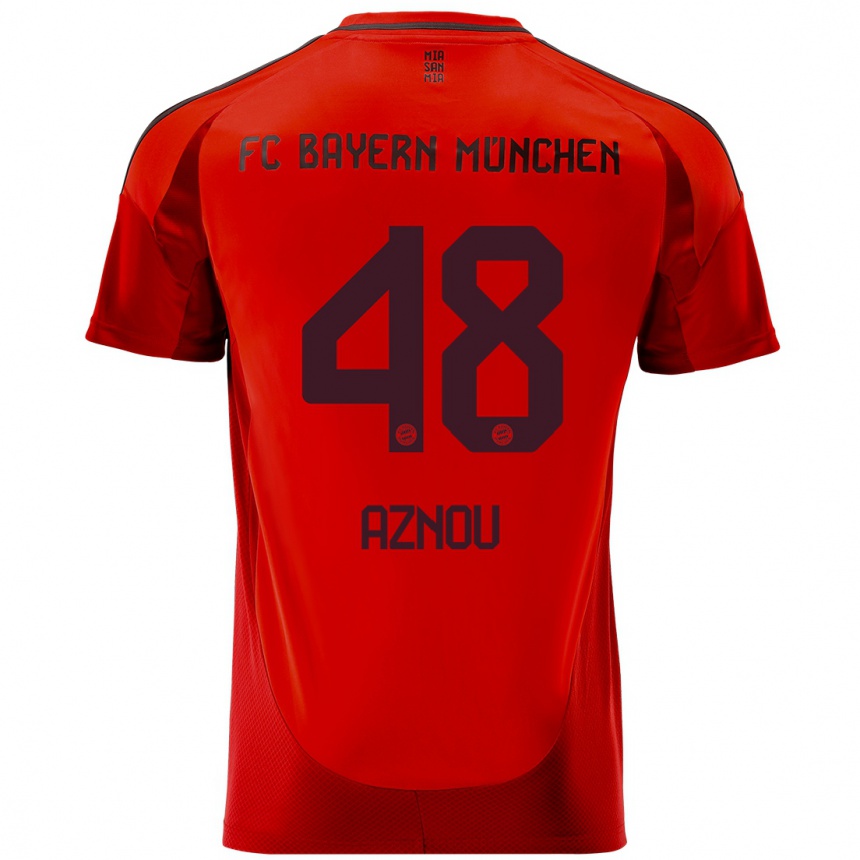 Men Football Adam Aznou #48 Red Home Jersey 2024/25 T-Shirt Nz