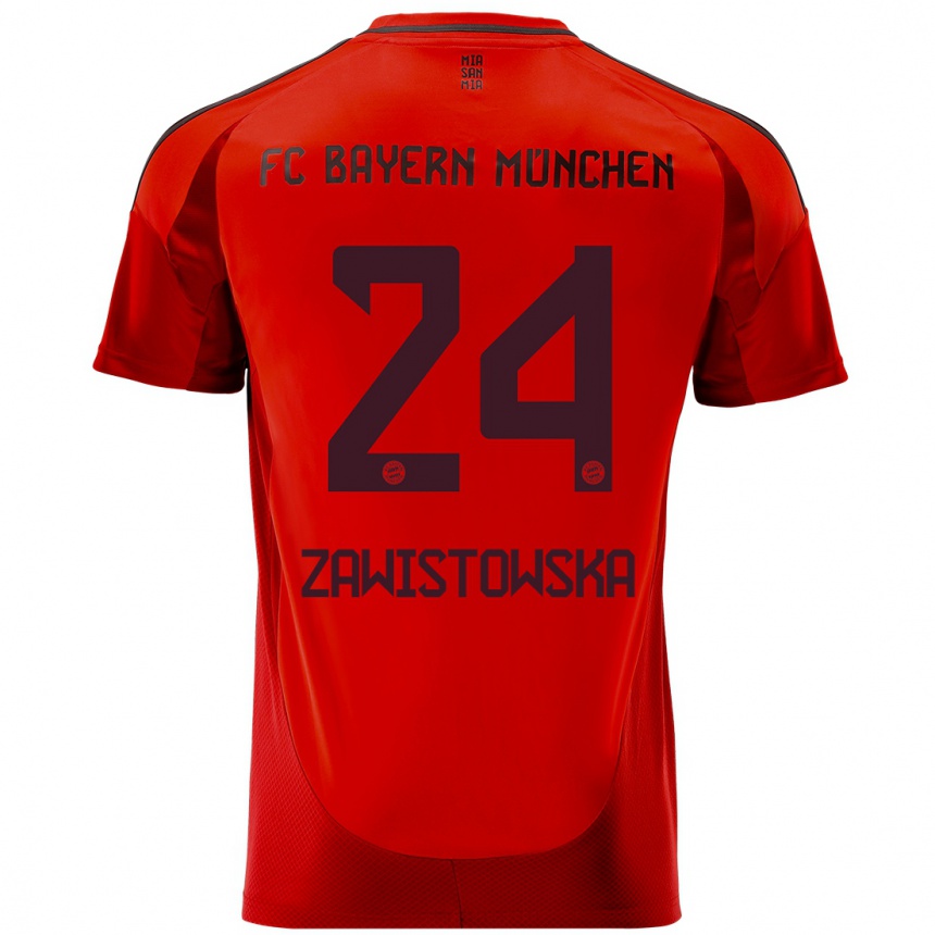 Men Football Weronika Zawistowska #24 Red Home Jersey 2024/25 T-Shirt Nz