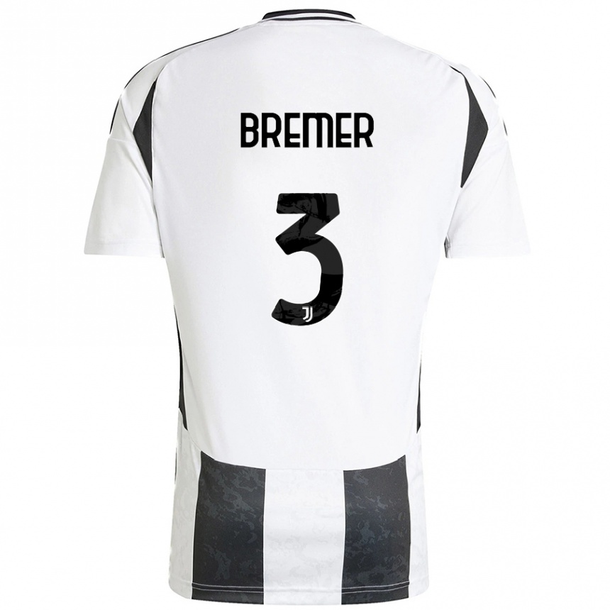 Men Football Bremer #3 White Black Home Jersey 2024/25 T-Shirt Nz