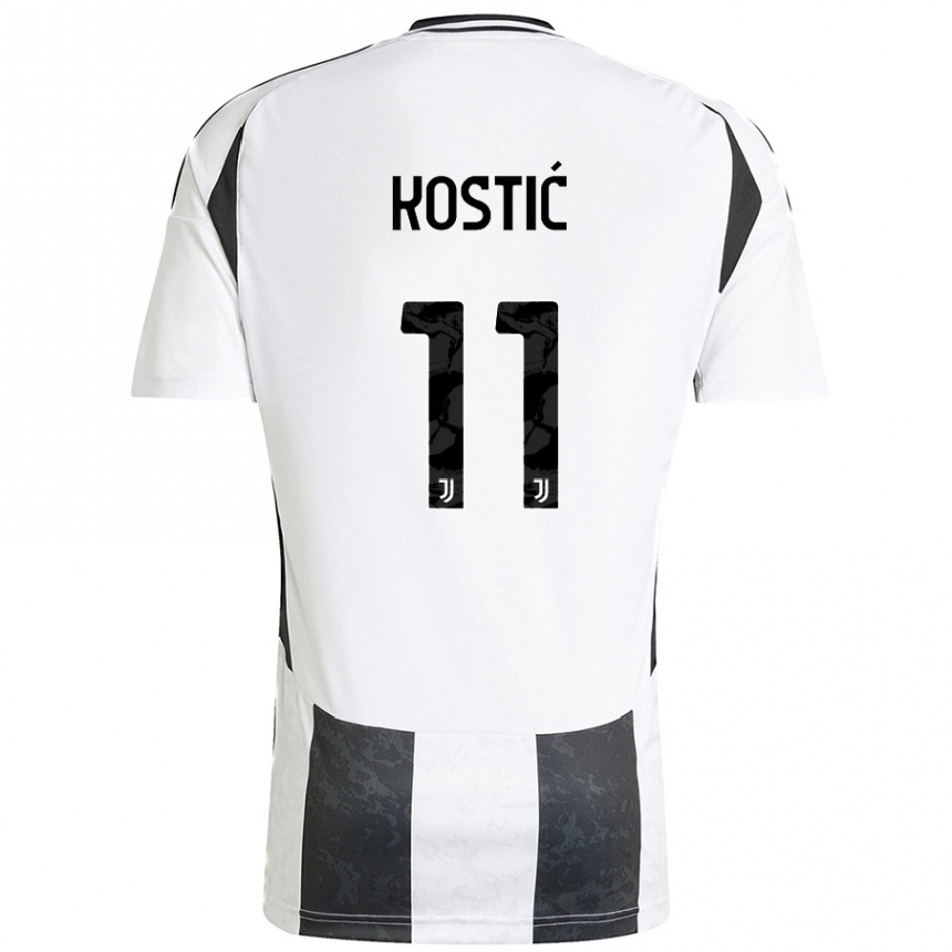 Men Football Filip Kostic #11 White Black Home Jersey 2024/25 T-Shirt Nz