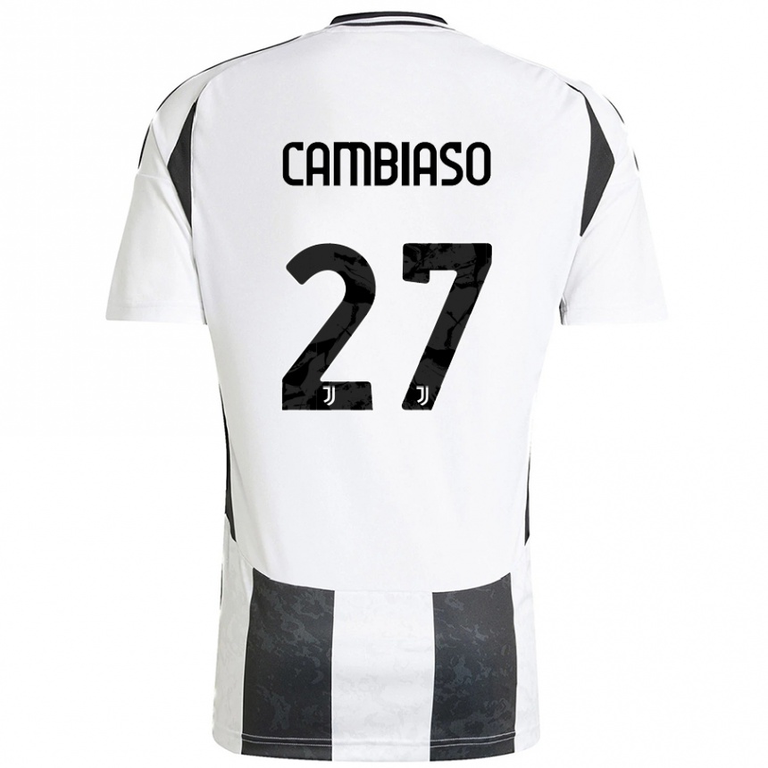 Men Football Andrea Cambiaso #27 White Black Home Jersey 2024/25 T-Shirt Nz