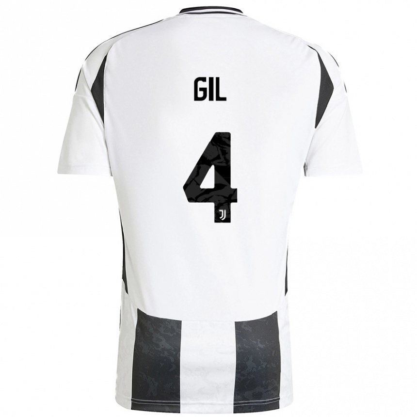 Men Football Javier Gil #4 White Black Home Jersey 2024/25 T-Shirt Nz