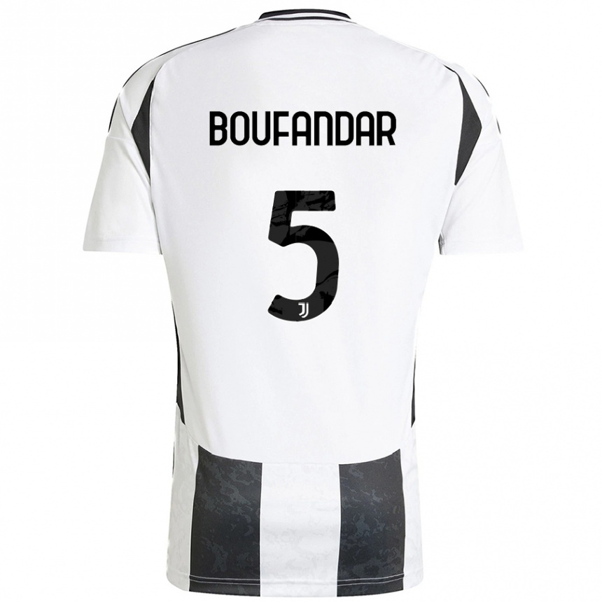 Men Football Adam Boufandar #5 White Black Home Jersey 2024/25 T-Shirt Nz