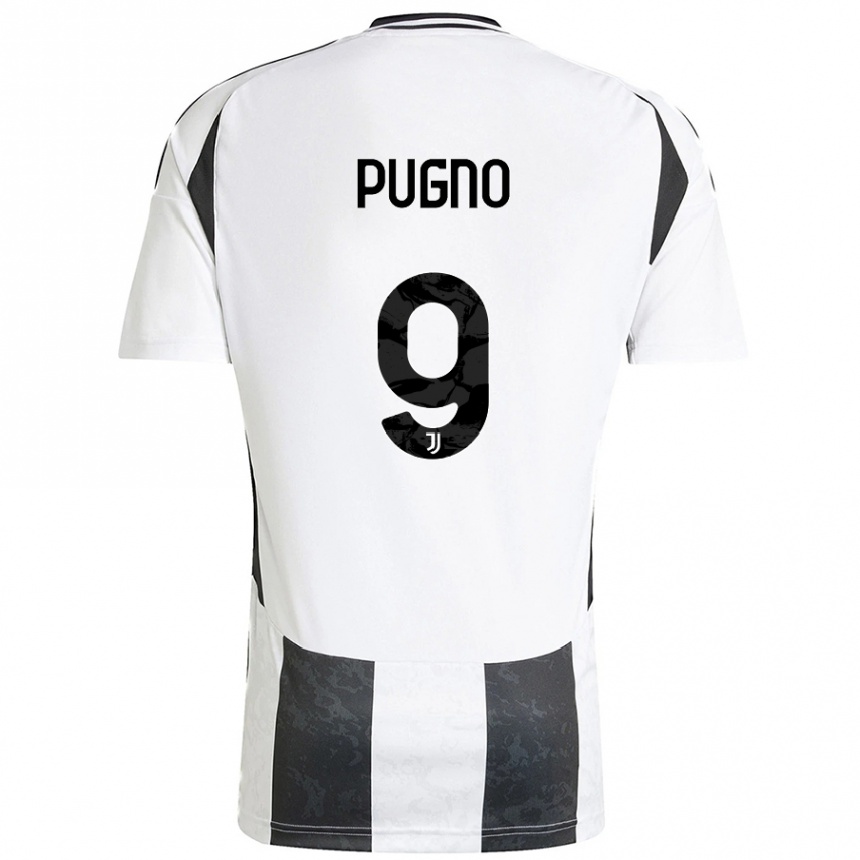 Men Football Diego Pugno #9 White Black Home Jersey 2024/25 T-Shirt Nz